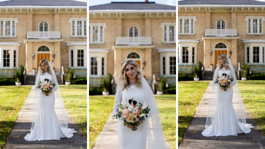 Bride standing in front of the CAPE Picton
